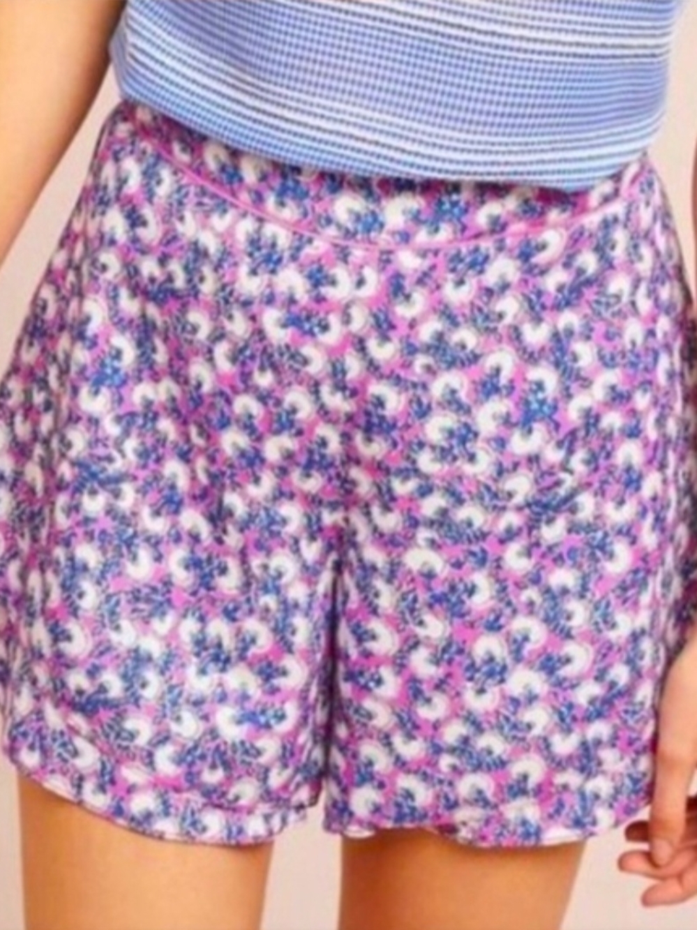 Anthropologie ETT: ETA Layered Floral High-Waist Shorts
